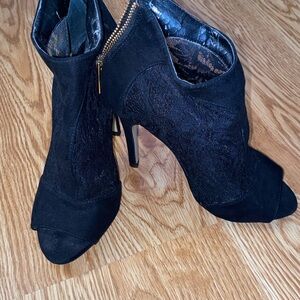 Elegant Black Peep-Toe Ankle Boots